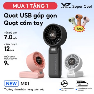 Quạt cầm tay Bảo hành 6 tháng YODEVOE tích điện mini 100 cấp độ gió siêu mạnh 4000mAh Quạt gấp 180°
