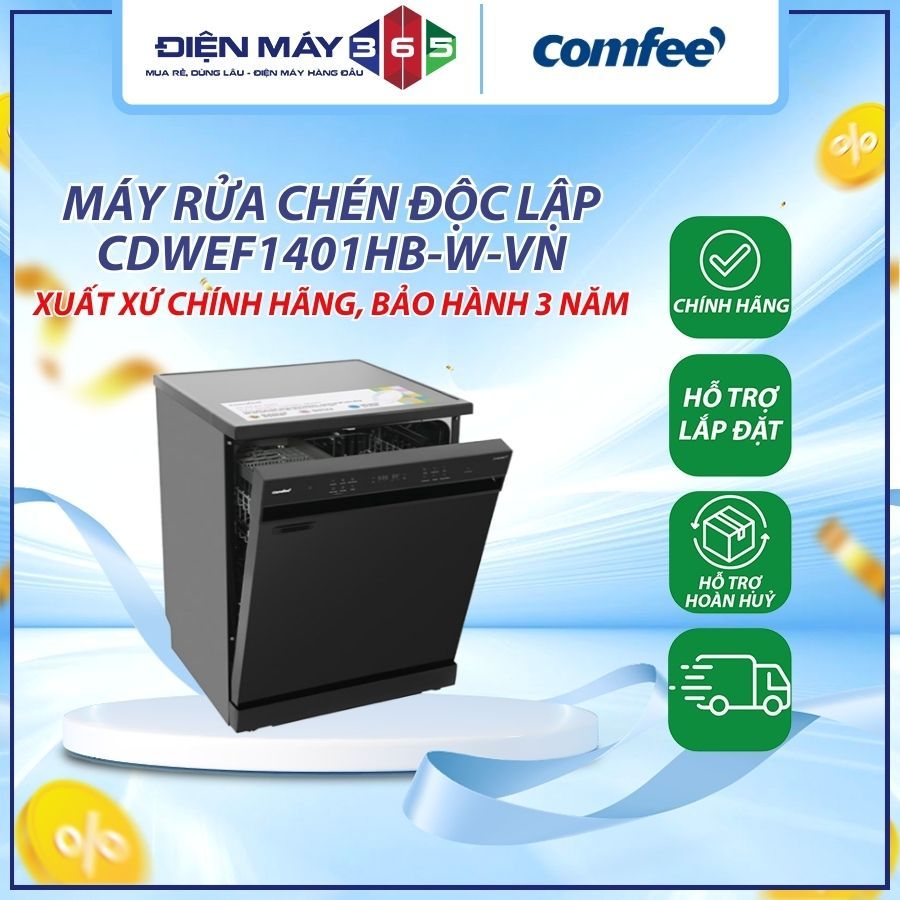Máy rửa chén độc lập Comfee CDWEF1401HB-W-VN – Dung tích 14 bộ - DNH