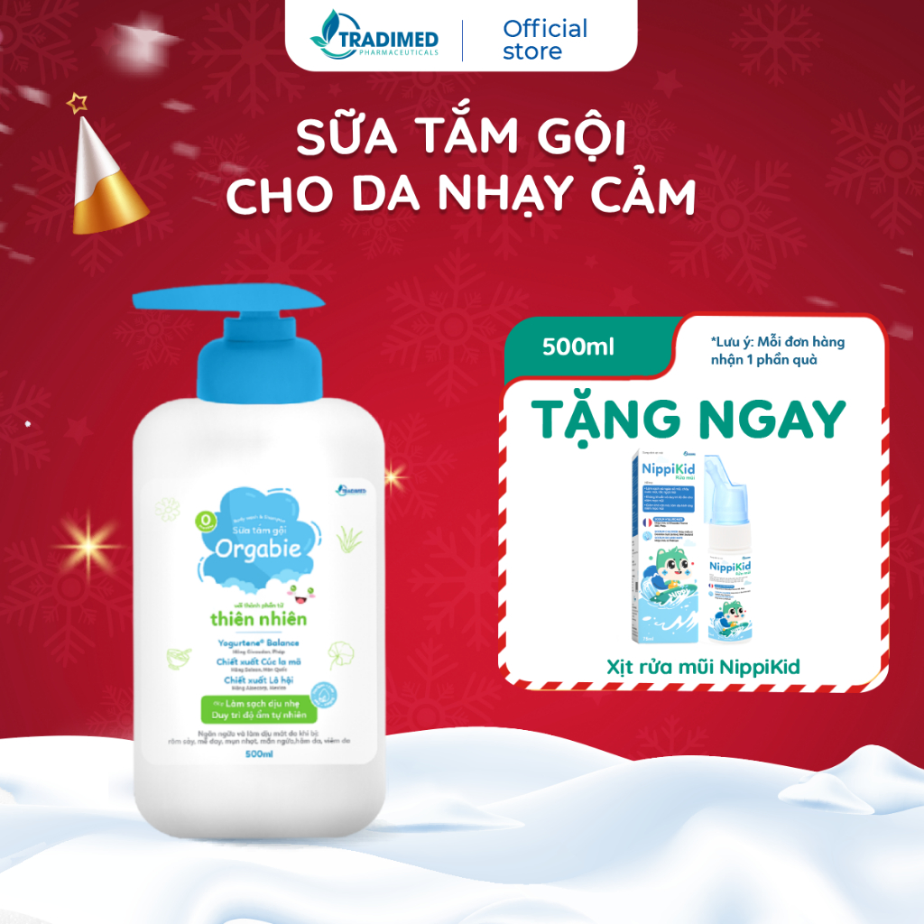 Sữa Tắm Gội Orgabie, Thành Phần Thiên Nhiên, Làm Sạch Dịu Nhẹ, An Toàn Cho Làn Da Bé