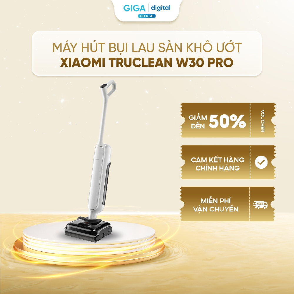Máy hút bụi lau sàn khô ướt Xiaomi Truclean W30 Pro - Lực hút 18.000Pa - Sấy khô con lăn bằng khí nó