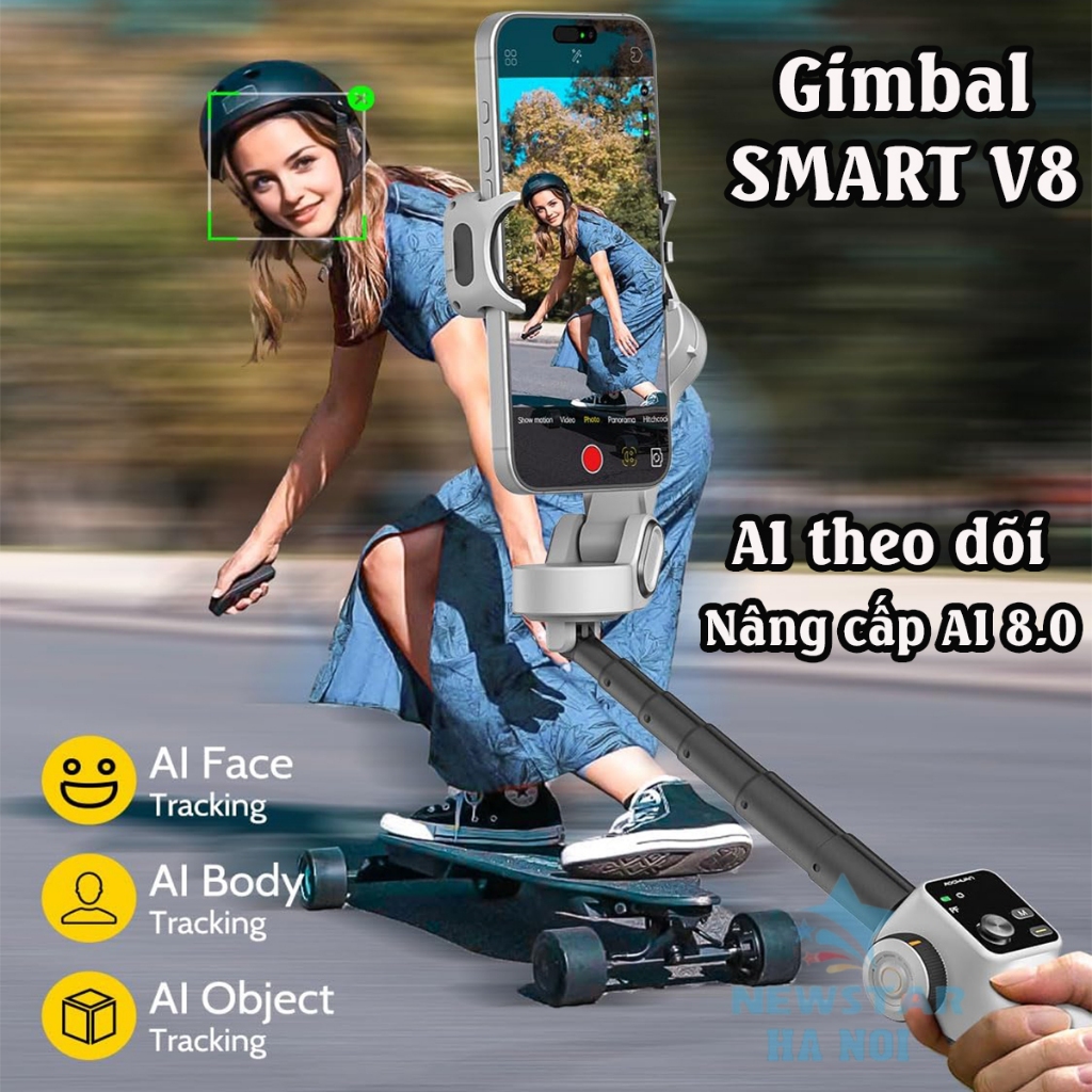 Gimbal chống rung điện thoại Smart V8 Pro, Gậy quay video chống rung - Pin 2600mAh - Tracking Ai 8.0 | BigBuy360 - bigbuy360.vn
