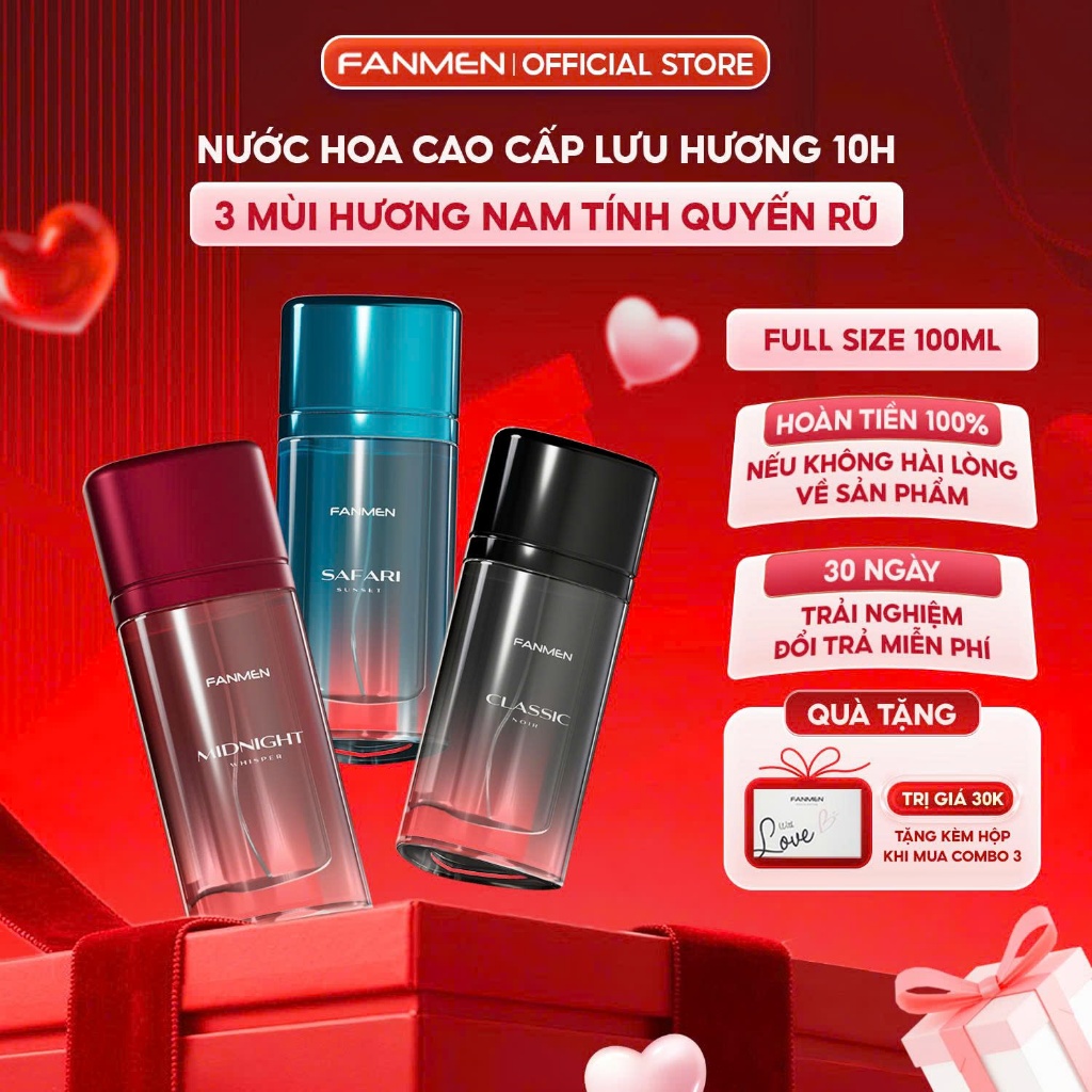 [100ml] Nước hoa nam Fanmen hương thơm nam tính quyến rũ lưu hương dài lâu Bộ sưu tập nước hoa Fanme