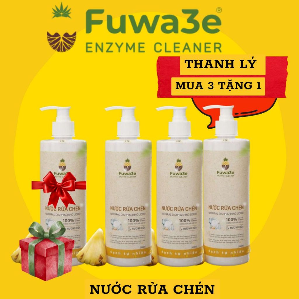 (Mua 3 Tặng 1 )  Nước rửa chén fuwa 500ml thanh lý date 2027- fuwa3e chính hãng