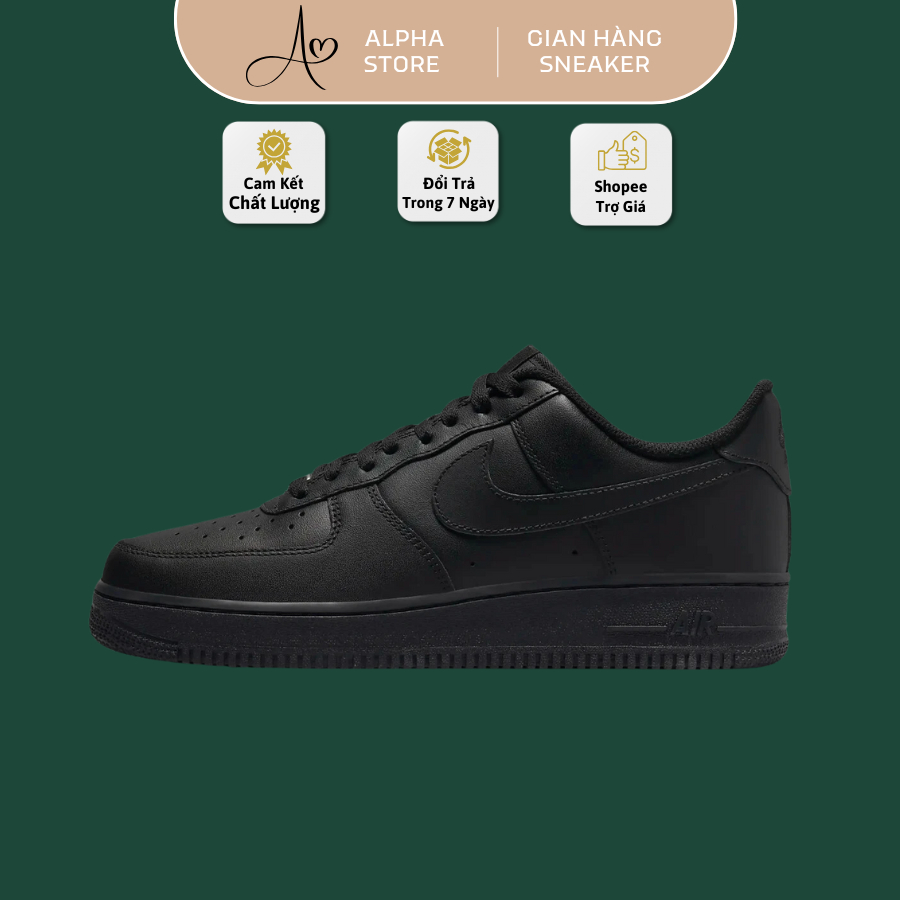 Giày AF1 Low Black Nam Nữ Phù Hợp Với Nhiều Phong Cách Phối Đồ Basic Cực Hot Full Bill Box.