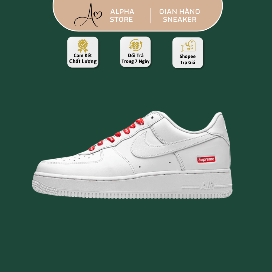 Giày AF1 Low Supreme "White" Nam Nữ Phù Hợp Với Nhiều Phong Cách Phối Đồ Basic Cực Hot Full Bill Box