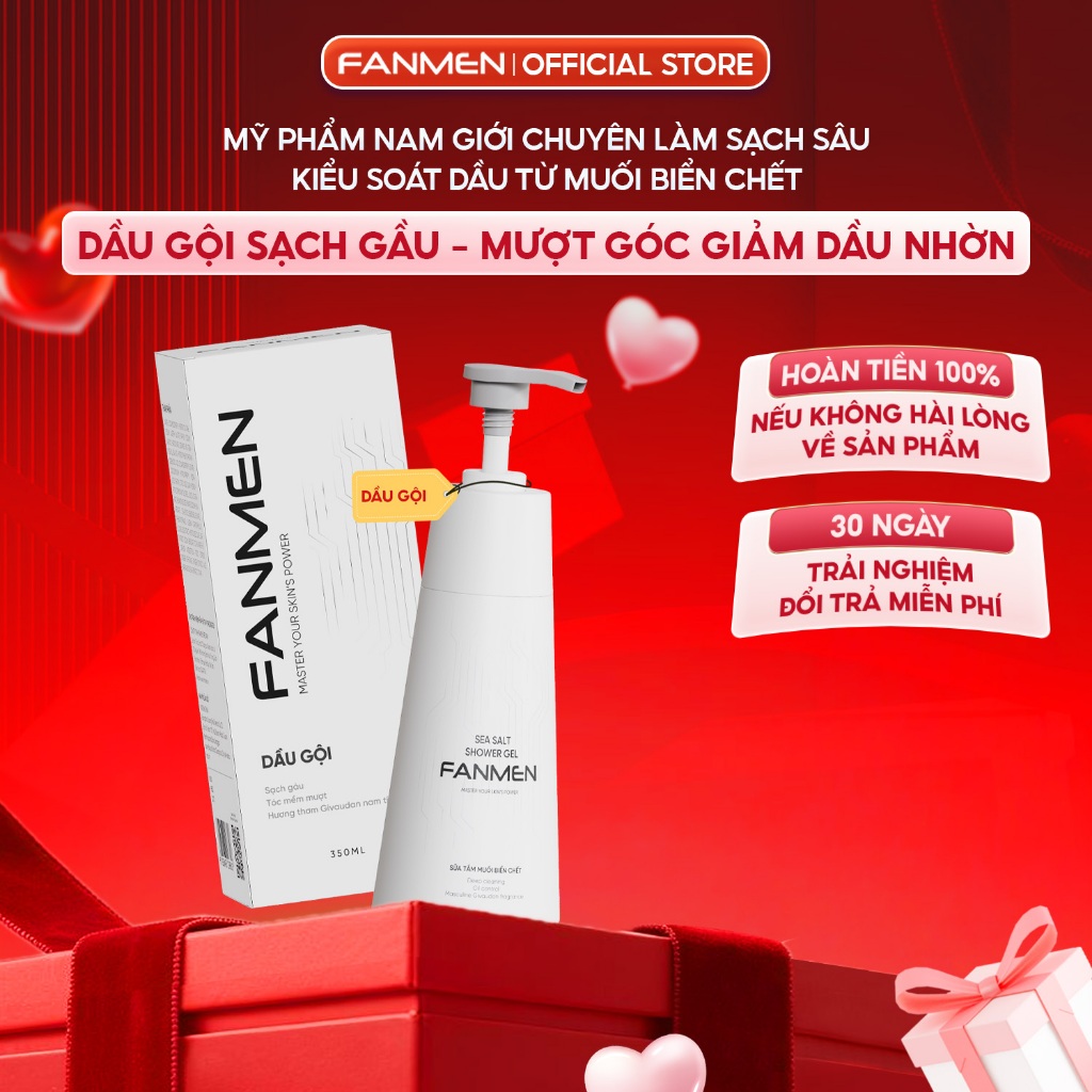 Dầu gội nam Fanmen hỗ trợ làm sạch gàu nhờn, dưỡng tóc mềm mượt, hương thơm nam tính 350ml