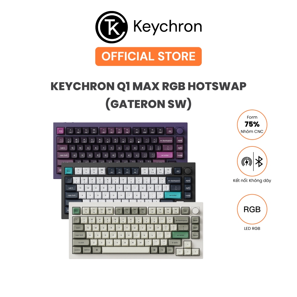 Bàn phím cơ không dây Keychron Q1 Max RGB Hotswap (Gateron Sw)
