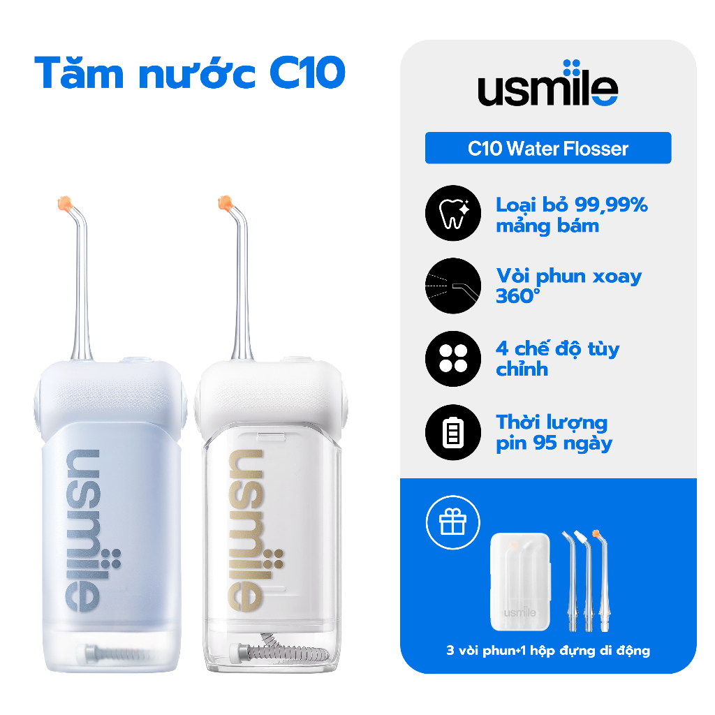Máy Tăm Nước usmile C10 phun nước mạnh 95 ngà