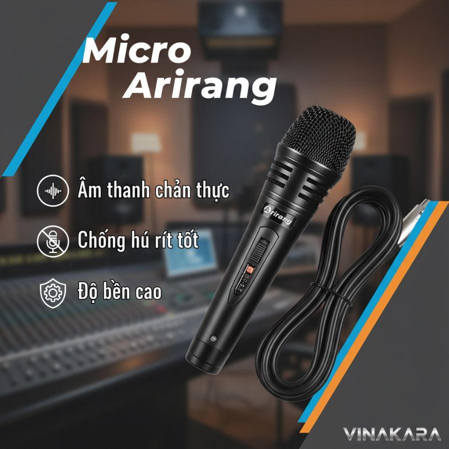 Micro karaoke có dây Arirang BG - 9.1 (Micro kim loại)- Chất Âm Hay, Bền Bỉ, Giá Tốt
