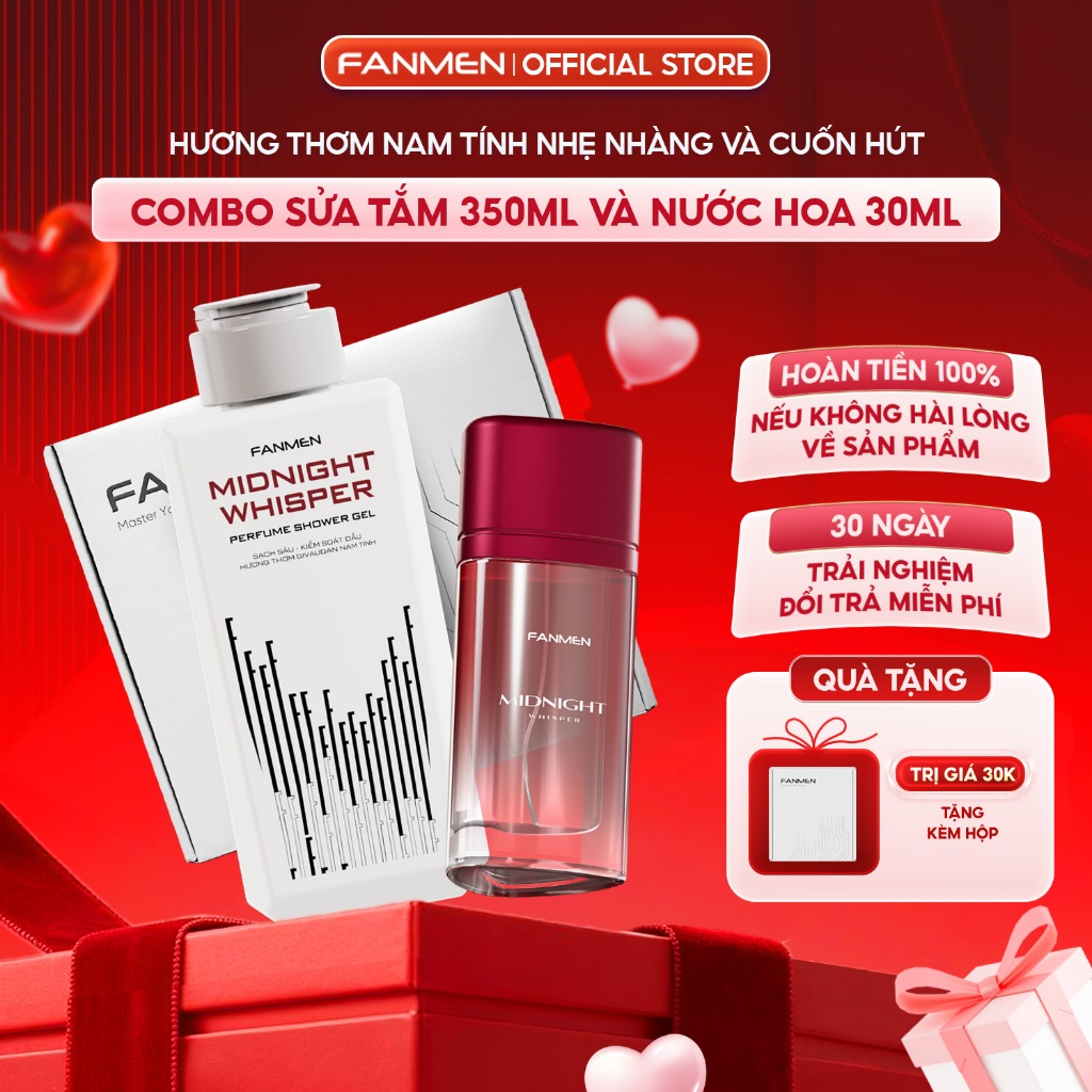 Combo Sữa tắm hương nước hoa Fanmen 350ml và Nước hoa Fanmen hương thơm nam tính quyến rũ 30ml - Tặn