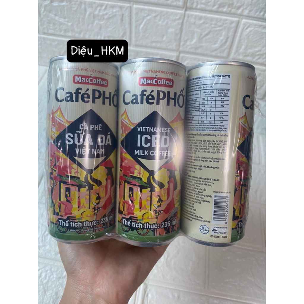 (Combo 6) Cafe Maccoffee Phố Sữa đá 235ml