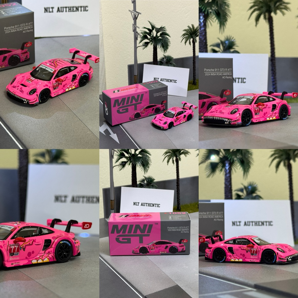 Xe MiniGT Porsche 911 GT3 R #77 2024 IMSA ROAD AMERICA AO Racing ( newseal, bản BOX )