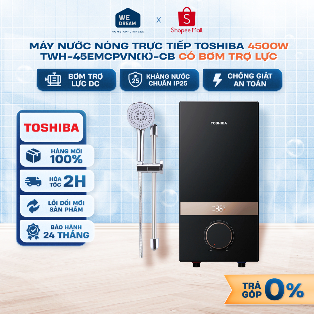 TWH-45EMCPVN(K)-CB - Máy Nước Nóng Trực Tiếp Toshiba TWH-45EMCPVN(K)-CB 4500W Có Bơm Trợ Lực - Chính