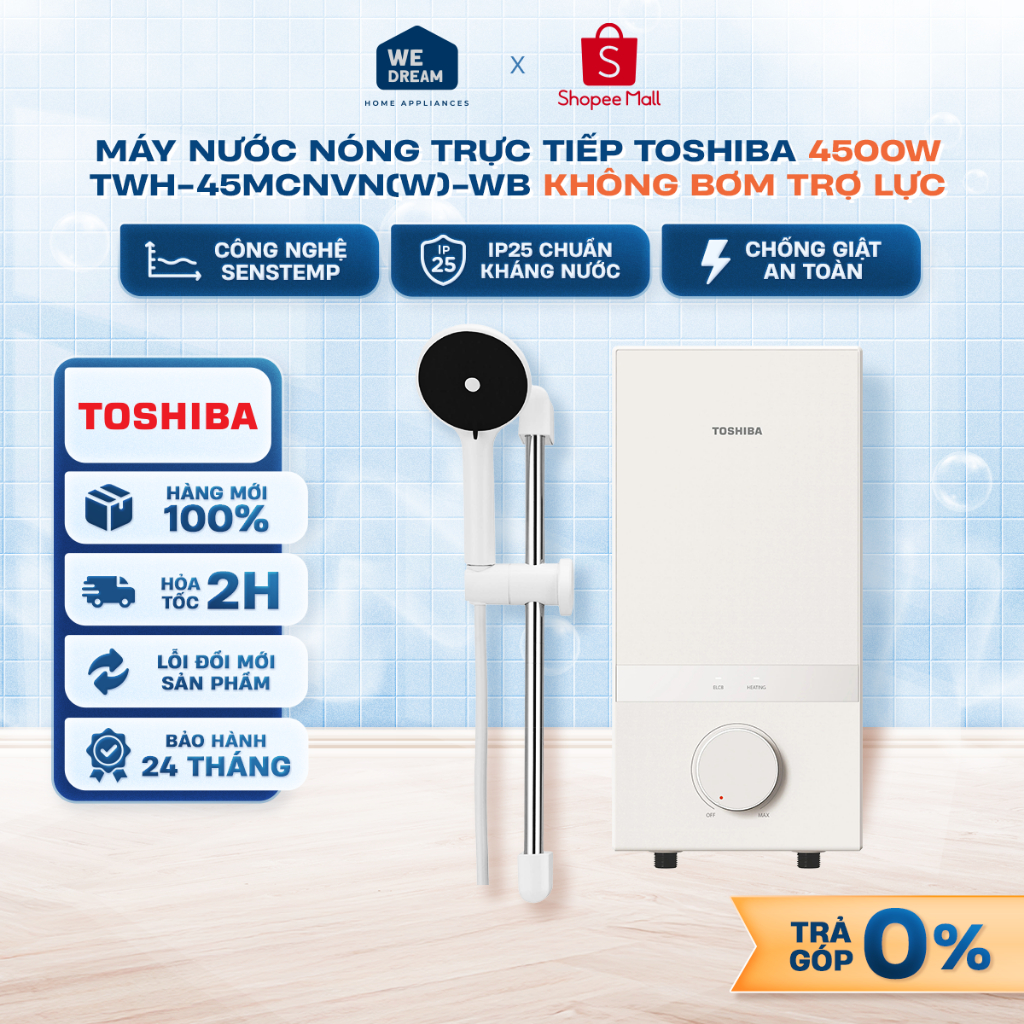 TWH-45MCNVN(W)-WB - Máy Nước Nóng Trực Tiếp Toshiba TWH-45MCNVN(W)-WB Màu Trắng - Chính Hãng, Mới 10