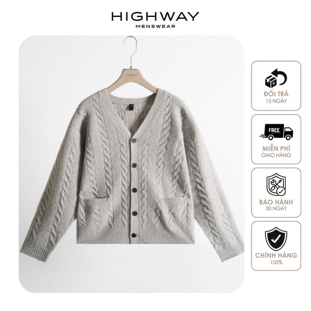 Áo cardigan len nam cổ tim phom dáng rộng Highway (Menswear) Grady
