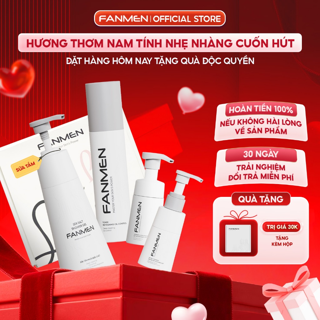 [COMBO QUÀ TẶNG CHO NAM] Trọn Bộ Sản Phẩm Chăm Sóc Da Và Vệ Sinh Nam Sữa Rửa Mặt Sữa Tắm Toner Và Bọ