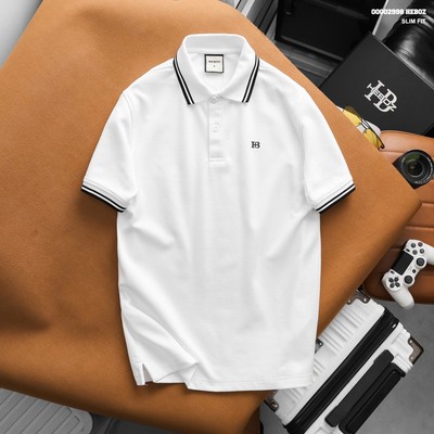 Áo Polo nam HEBOZ Double Stripe Collar 2M, áo thun cổ bẻ logo thêu basic - 00002998