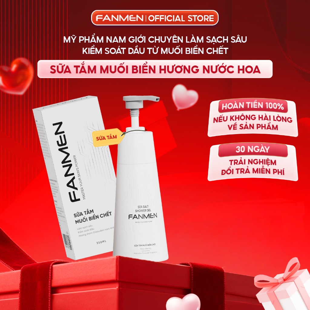 Sữa Tắm Nam Fanmen Tinh Chất Muối Biển Tự Nhiên Giúp Làm Sạch Sâu, Hỗ Trợ Ngăn Ngừa, Giảm Mụn Cơ Thể