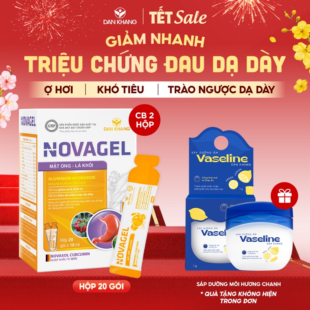 Gói uống dung dịch nghệ mật ong giảm đau dạ dày giảm trào ngược dạ dày Novagel Dân Khang