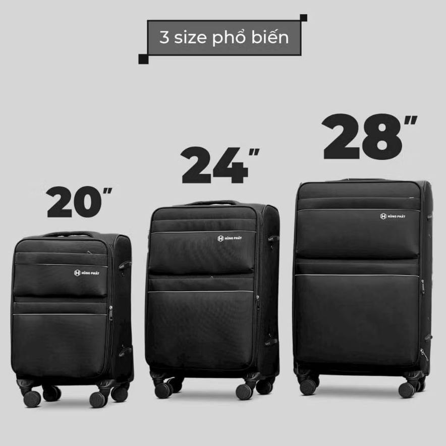 Vali vải siêu bền, vali Vải chính Hãng Hùng Phát size 20 24 29 inch tặng thẻ bh 5 năm
