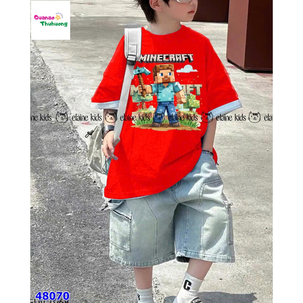Bộ Elaine đỏ Minecrapt, quần jean xám