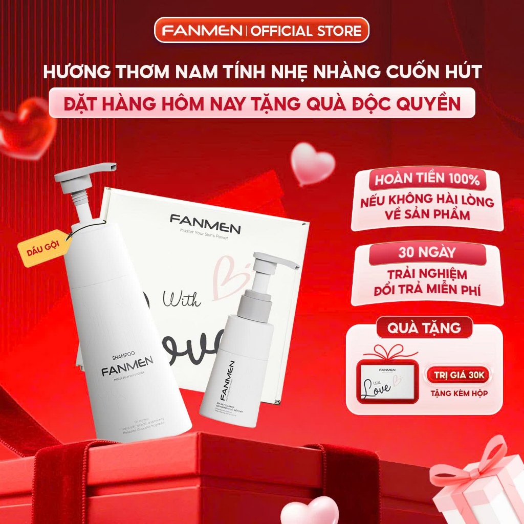 [Combo Sạch Sẽ] Dầu gội sạch gàu dưỡng tóc cho nam Fanmen 350ml và Sữa rửa mặt muối biển chết sạch s