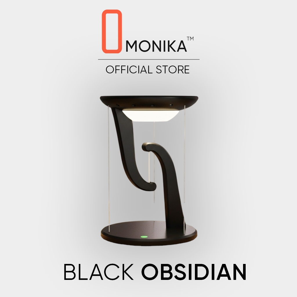MONIKA OBSIDIAN | Đèn Bàn Chống Trọng Lực Sạc Không Dây Decor Trang Trí Bàn Làm Việc Setup Phòng Ngủ