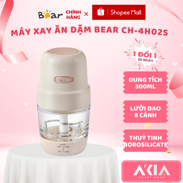Máy xay ăn dặm Bear CH-4H02S, dung tích 300ml, công suất 200W - chính hãng BH 18 THÁNG