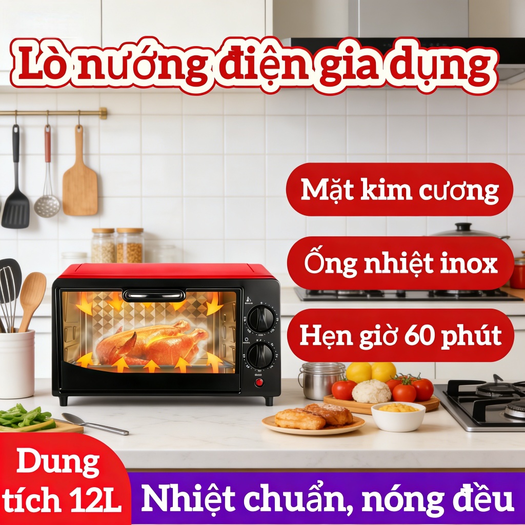 【No Preheating】12L Multi-Function Air Fryer Oven - Steam, Bake, Dry, Air Fry, 60-230°C Temp, Stainle