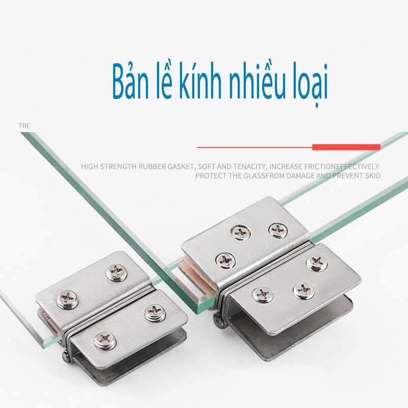 Bản lề cửa kính inox, bản lề cho cánh tủ kính, Bản lề kẹp kính inox, bản lề cánh cửa kính