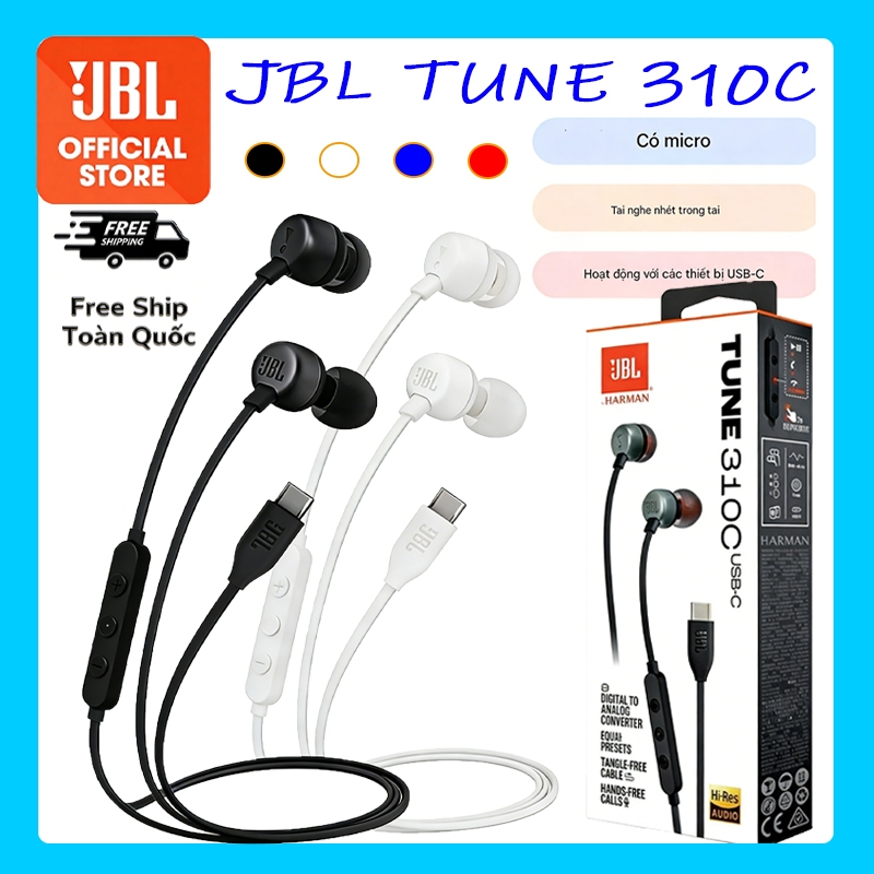 Tai nghe JBL Tune 310C USB-C - Âm thanh Hi-Res Pure Bass với mic và điều khiển 3 nút