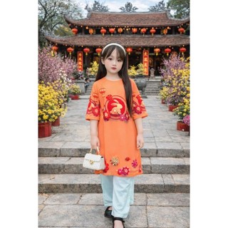 chào thêm mẫu mới set bộ áo dài bé gái.chưa kèm mấn