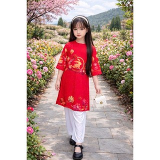 chào thêm mẫu mới set bộ áo dài bé gái.chưa kèm mấn