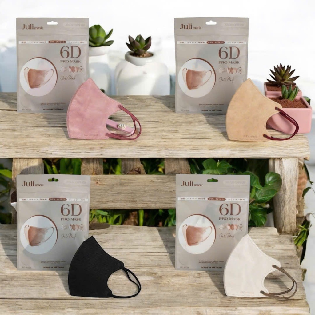 Combo 200 Cái  khẩu trang 6D Juli Mask 3 lớp , Chống Nắng Bụi Mịn Tia Uv