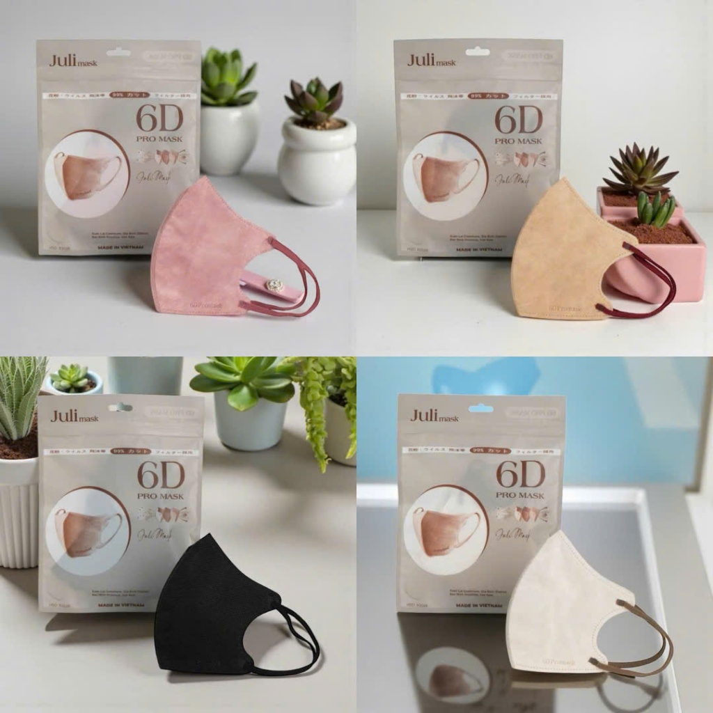 Combo 60 Chiếc Khẩu Trang 6D Juli Promask Chống Nắng Bụi Mịn Tia Uv