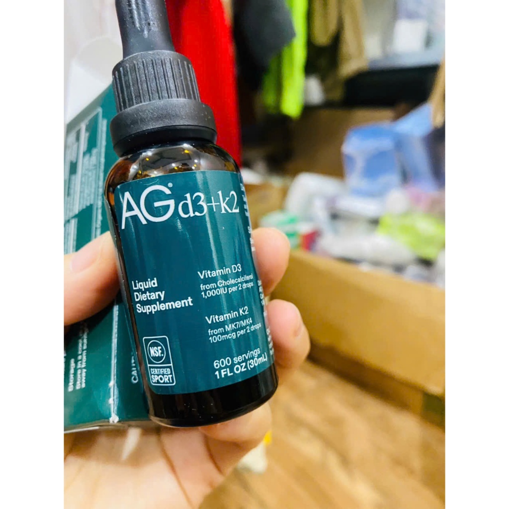 AG1 Vitamin D3 K2 Drops, 1000IU of Vitamin D3 and 100mcg of K2 per Serving, Supports Bone Density an