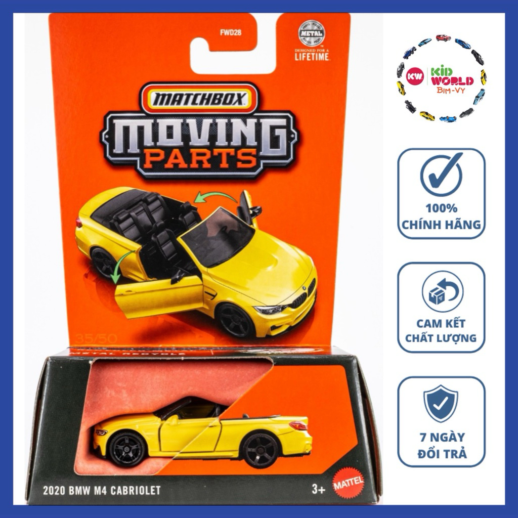 Xe mô hình Matchbox Moving Parts Series 2020 BMW M4 Cabriolet JBW85.