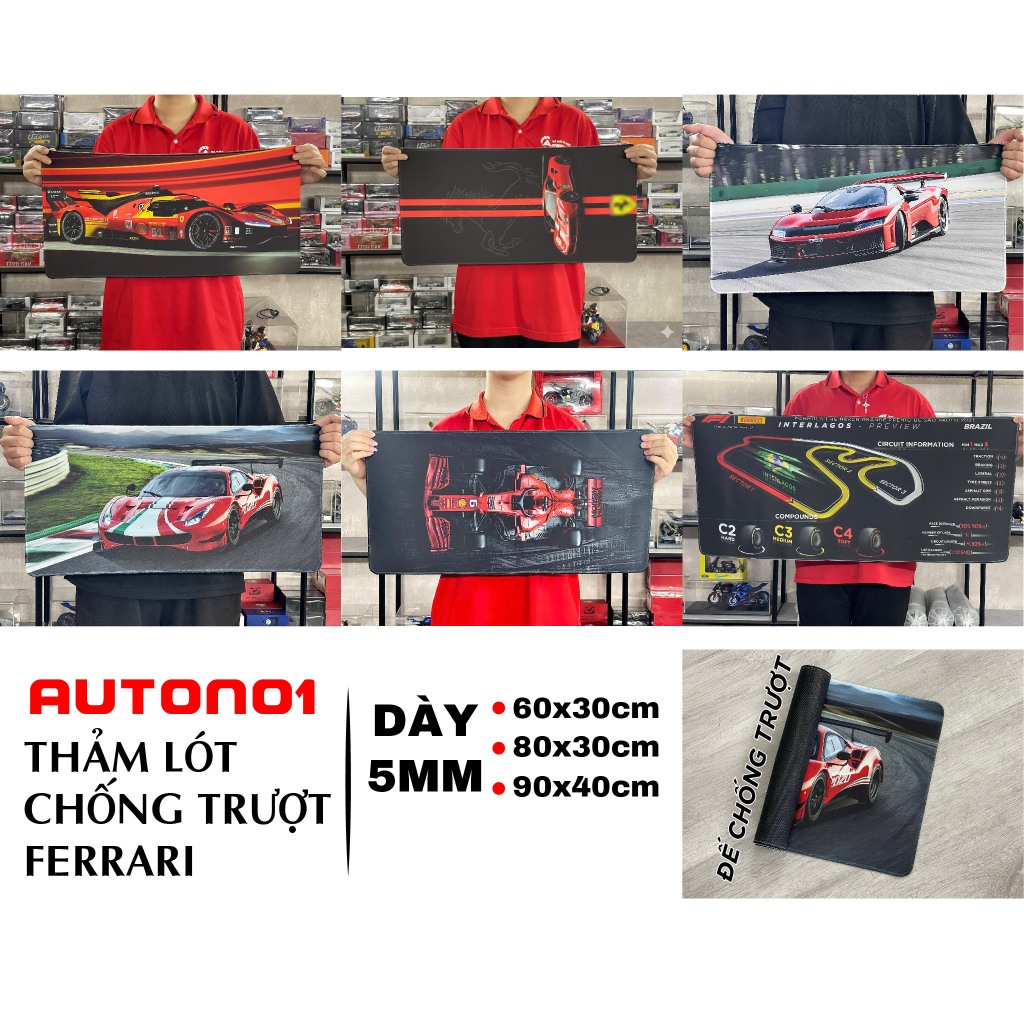 Phụ kiện chống trượt thảm lót siêu xe Ferrari kích thước 30x60cm Autono1