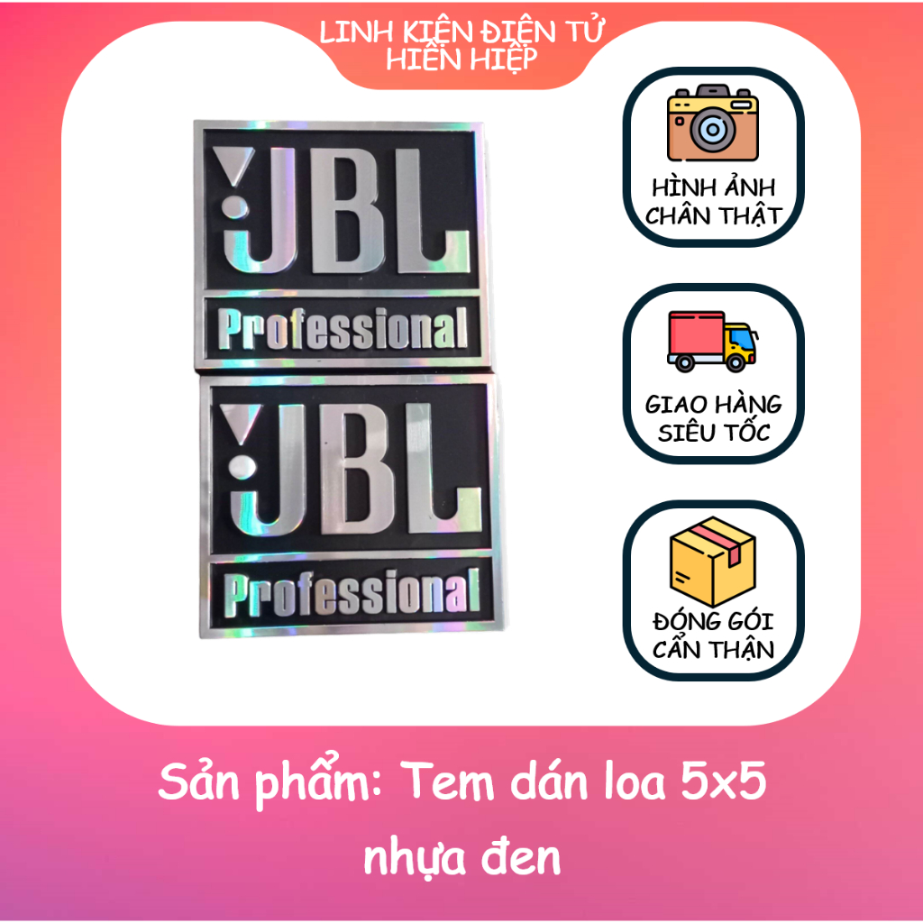 Tem dán loa 5x5 nhựa đen