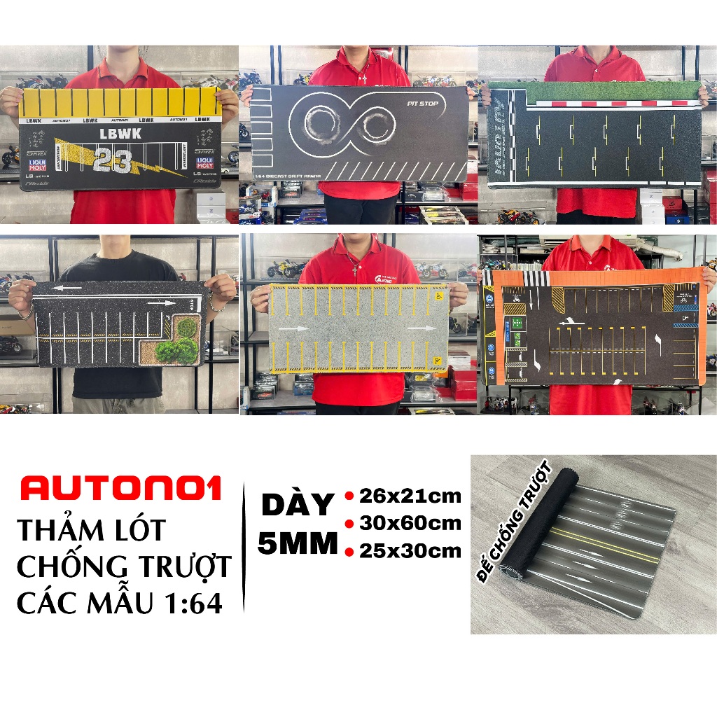 Phụ kiện thảm sa bàn chống trượt mô phỏng diorama bãi đỗ xe/ Parking lot nhiều kích thước cho mô hìn