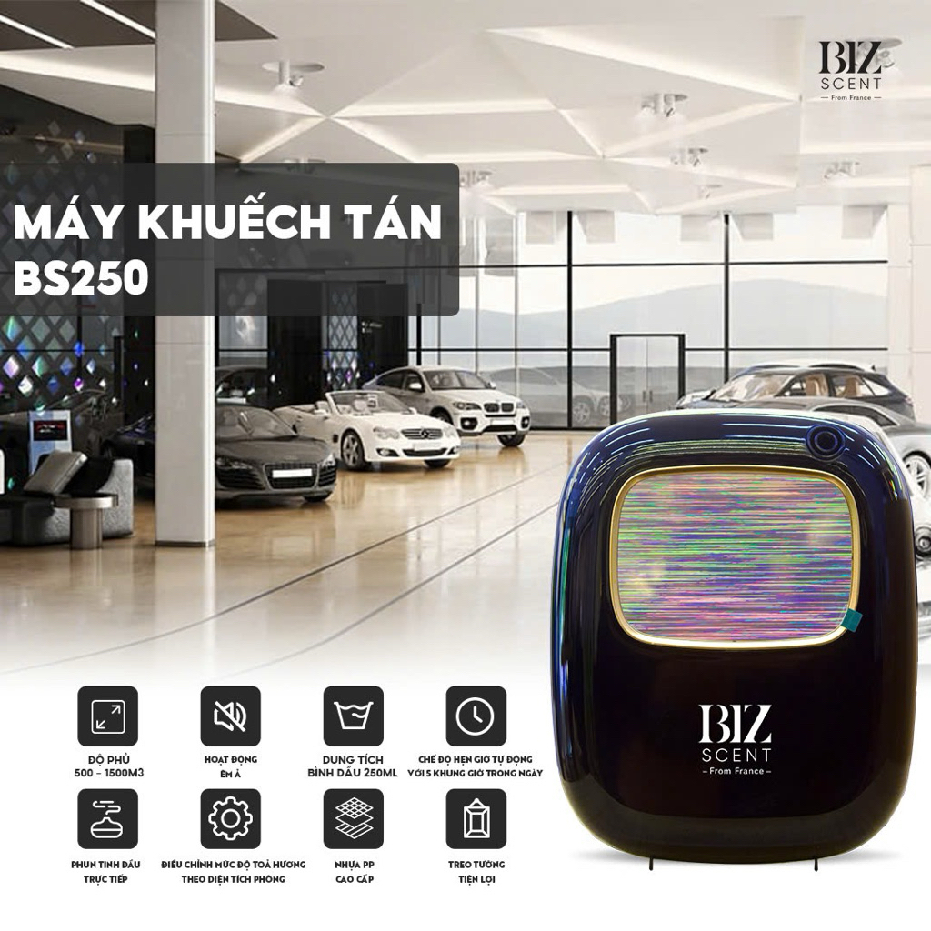 Máy khuếch tán tinh dầu Bizscent BS250, màu trắng/ đen, xuất xứ Trung Quốc, giải pháp khử mùi