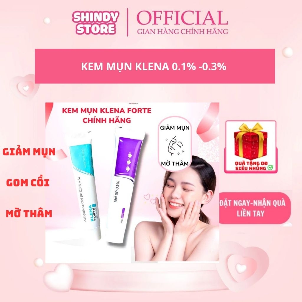 ( Chính Hãng) Gel Mụn Adapalene Klena. Hỗ Trợ Giảm Mụn Trứng Cá, Mụn Đầu Đen, Mụn Ẩn. Hỗ Trợ Mờ Thâm