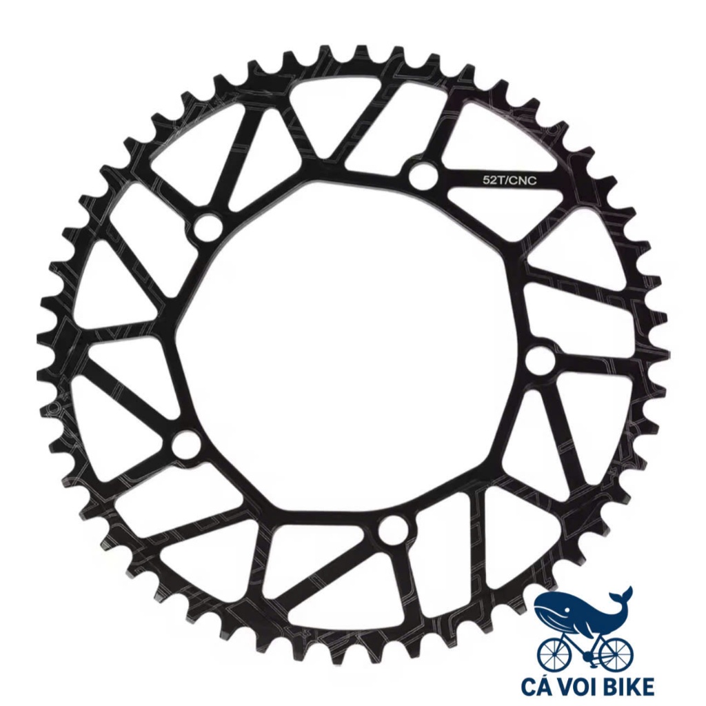 Đĩa Xích nhôm xe đạp 52 răng 130BCD, Nhông dĩa xe đạp 1 tầng 52T BCD 130mm, Đĩa xích xe đạp 1 tầng 5
