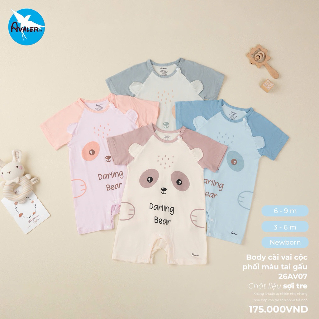 [Avaler/Good Mama] Bộ body cộc tay cho bé 3-8kg chất sợi tre mềm mát mẫu mới 2025