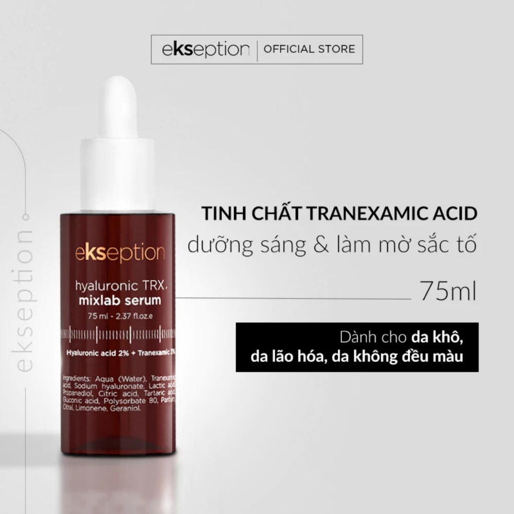 Serum HA + 3% Tranexamic acid mờ nám, sáng da Ekseption Hyaluronic TRX 75ml    - Sản phẩm: Tinh chất