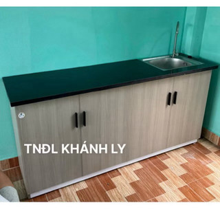 Tủ bếp nhựa ngang 163x80 có bồn, vòi và dán gạch , dán viền gạch thẫm mỹ🚚 freeship hcm🛠️có lắp đặt