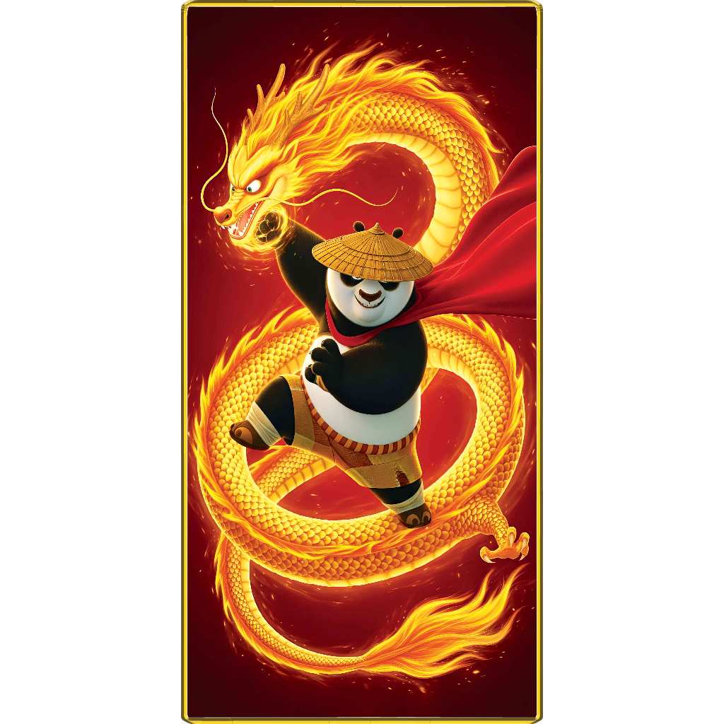 Tranh Decor - Tranh Kungfu Panda hoạt hình tráng gương 3D, bo viền cao cấp - TranhViet