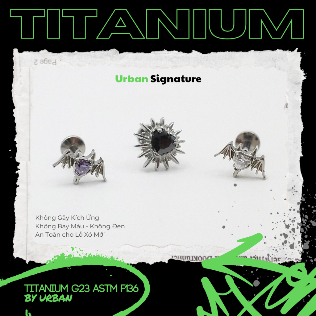 [1 Mặt Khuyên] Khuyên tai, chất liệu titan G23 F136 DARK DIMENSION Không Ngứa Không Bay Màu urban  [