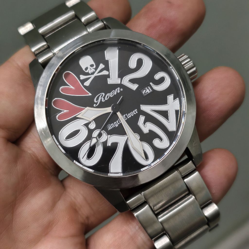 Đồng hồ nam Angel Clover Black Clover Skull mặt đen size ~44mm