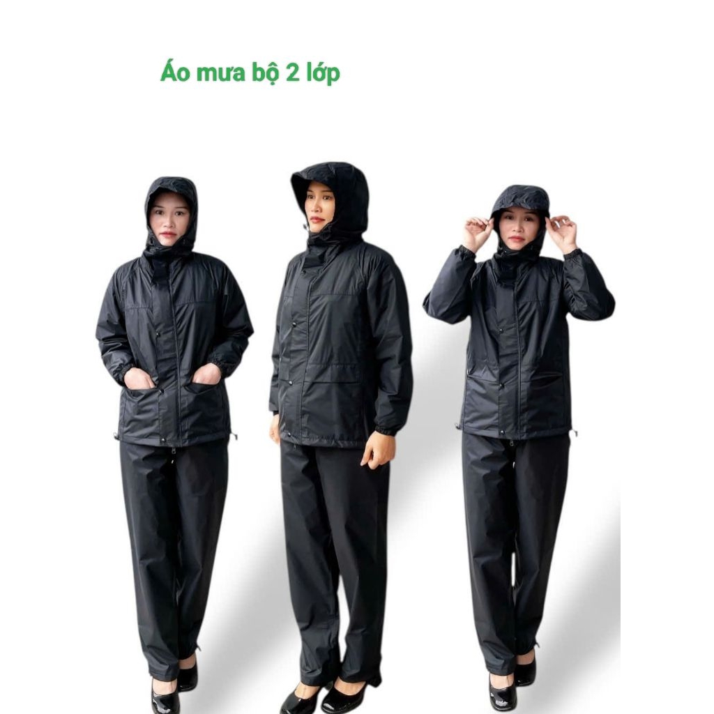 Áo mưa bộ cao cấp 2 lớp chống thấm nước.